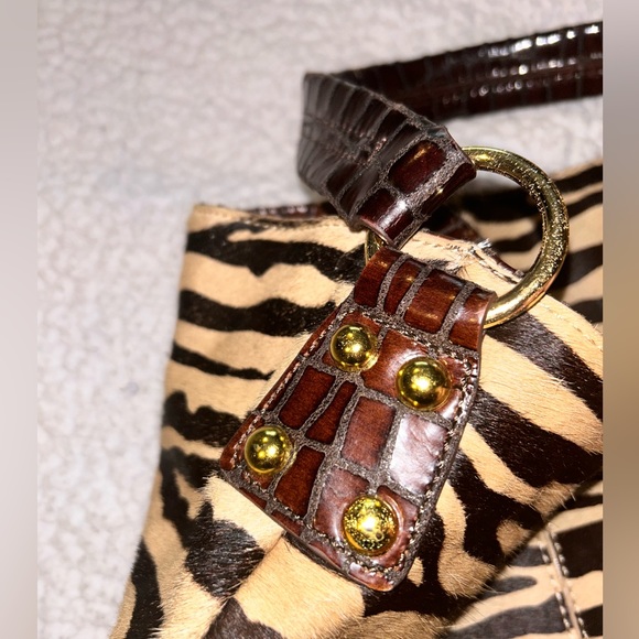 Cynthia Rowley Authentic NWT Pony Hair Animal Print w/ Leather Trim Shoulder Bag - Picture 8 of 11